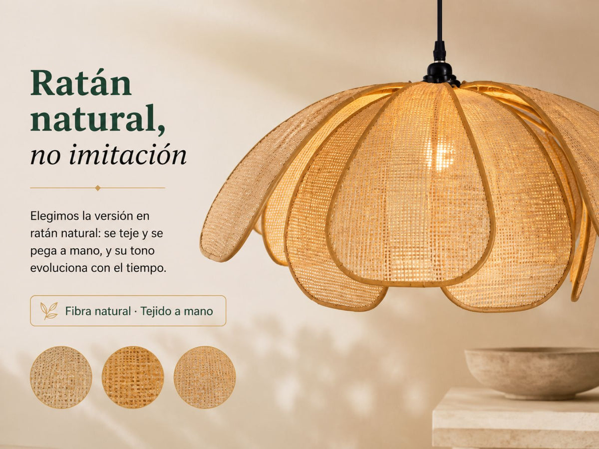 Ratán natural, no imitación.