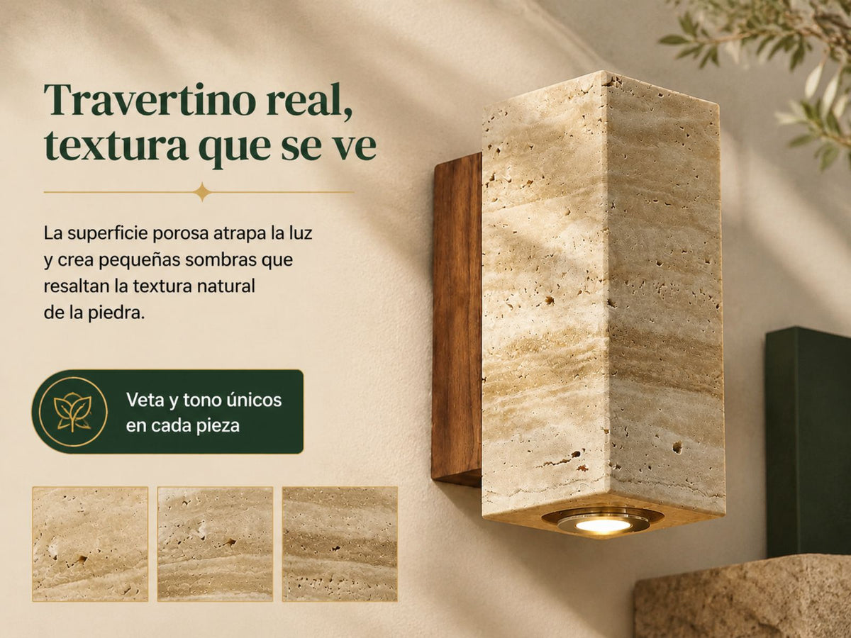 Travertino, con sus poros.