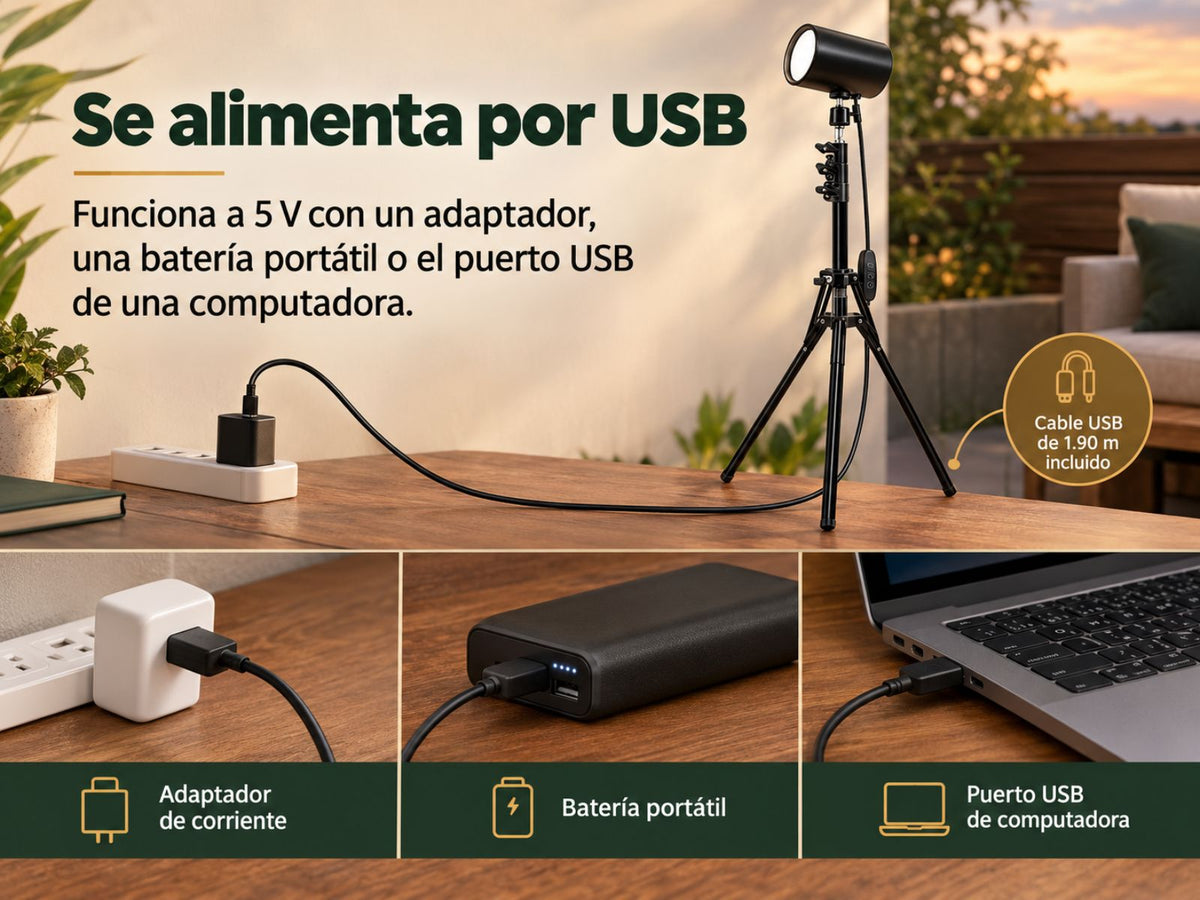 Se alimenta por USB.