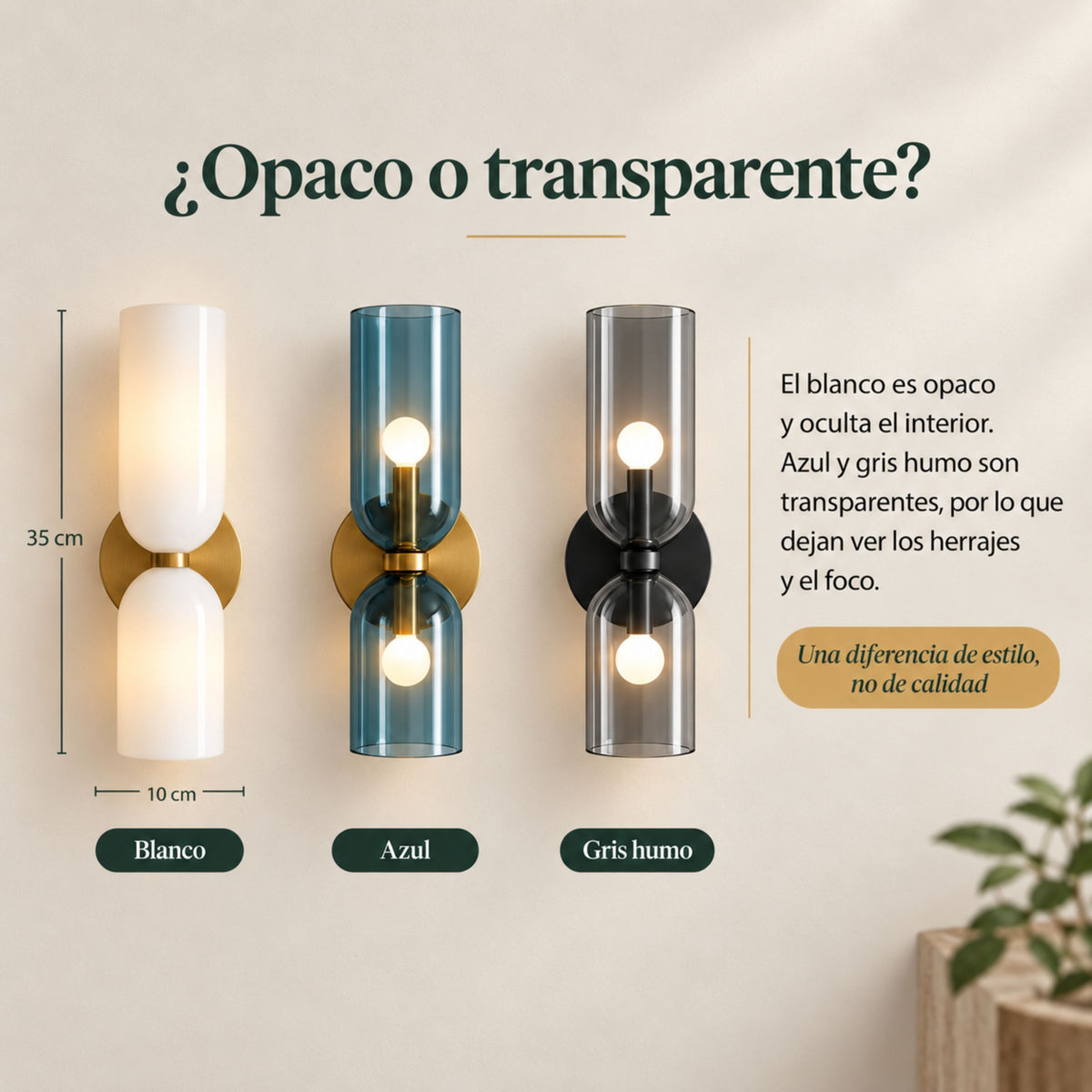 Lámpara de Pared Bruma en Cristal y Cobre
