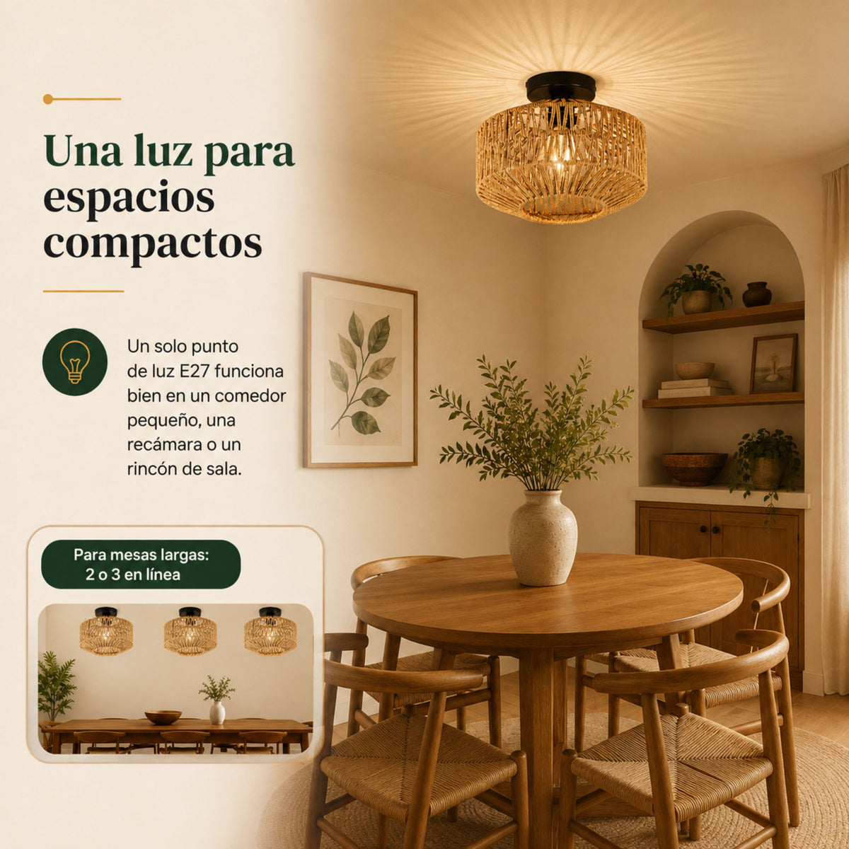 Lámpara Colgante de Mimbre Tejida