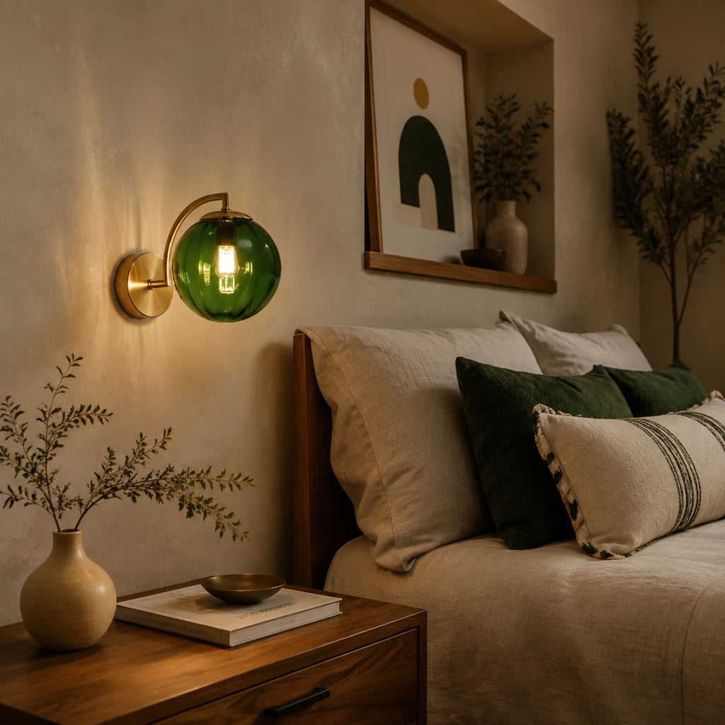 Lámpara de pared de cristal tintado de estilo nórdico para recámara