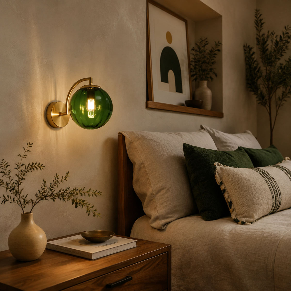 Lámpara de pared de cristal tintado de estilo nórdico para recámara