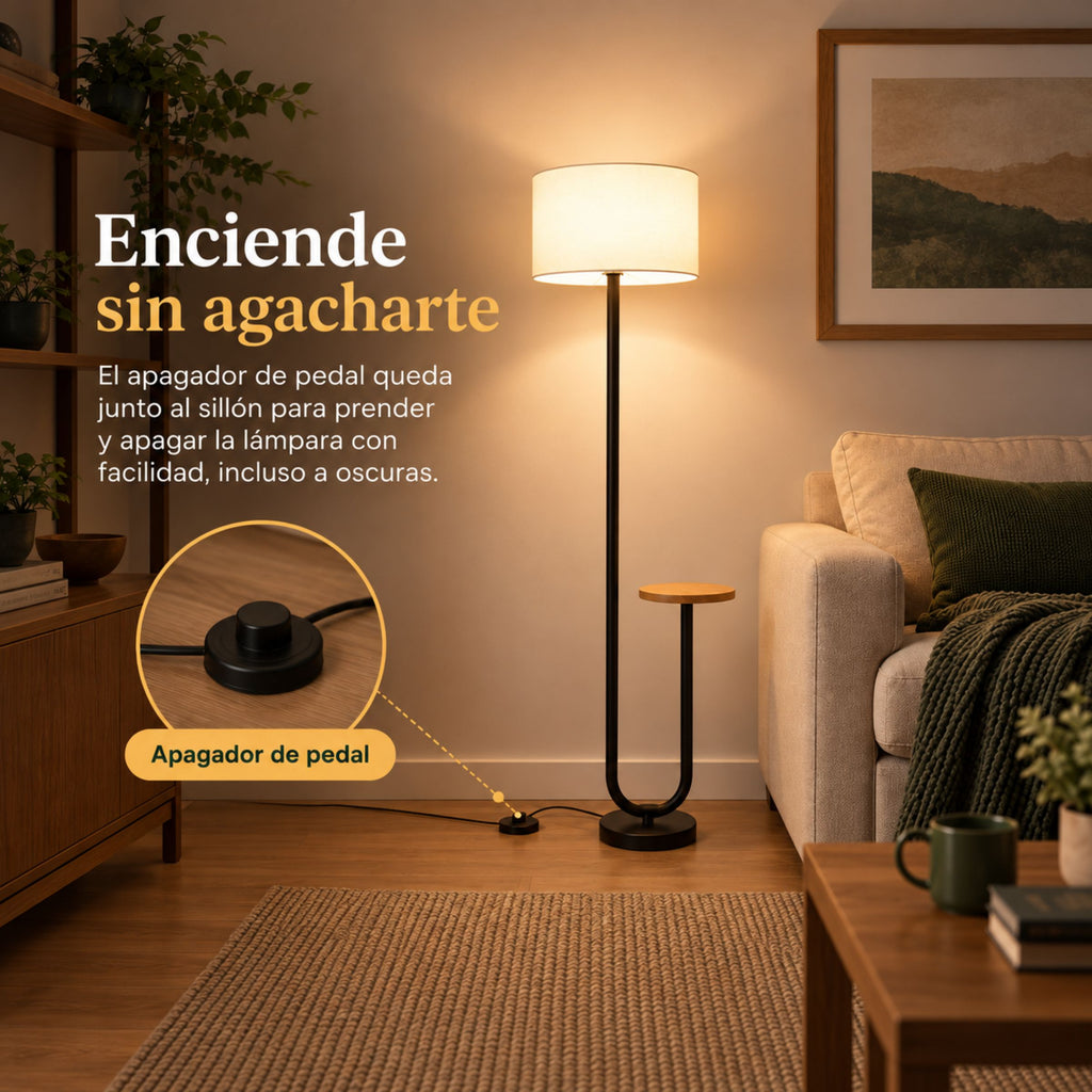Lámpara de Piso para Sala Repisa con Mesa Auxiliar
