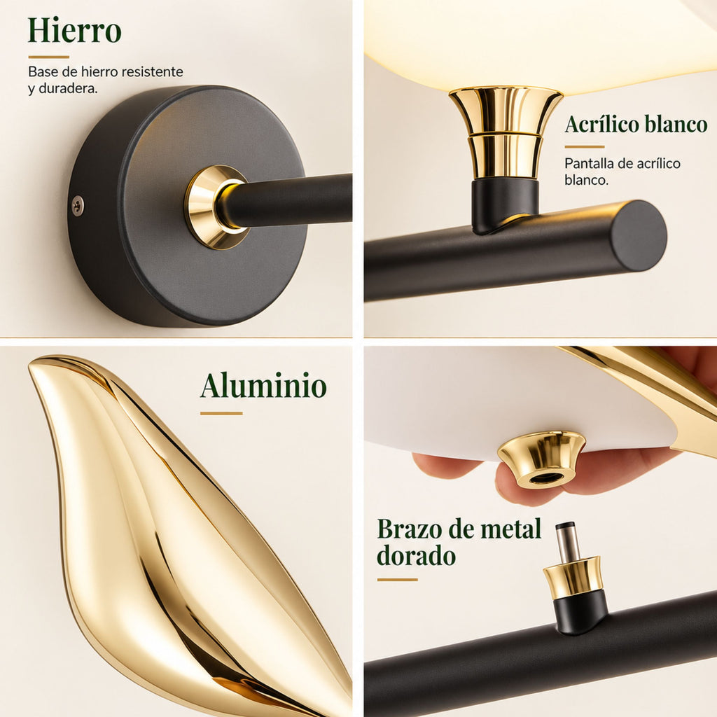 Lámpara de Pared Céfiro en Metal Dorado