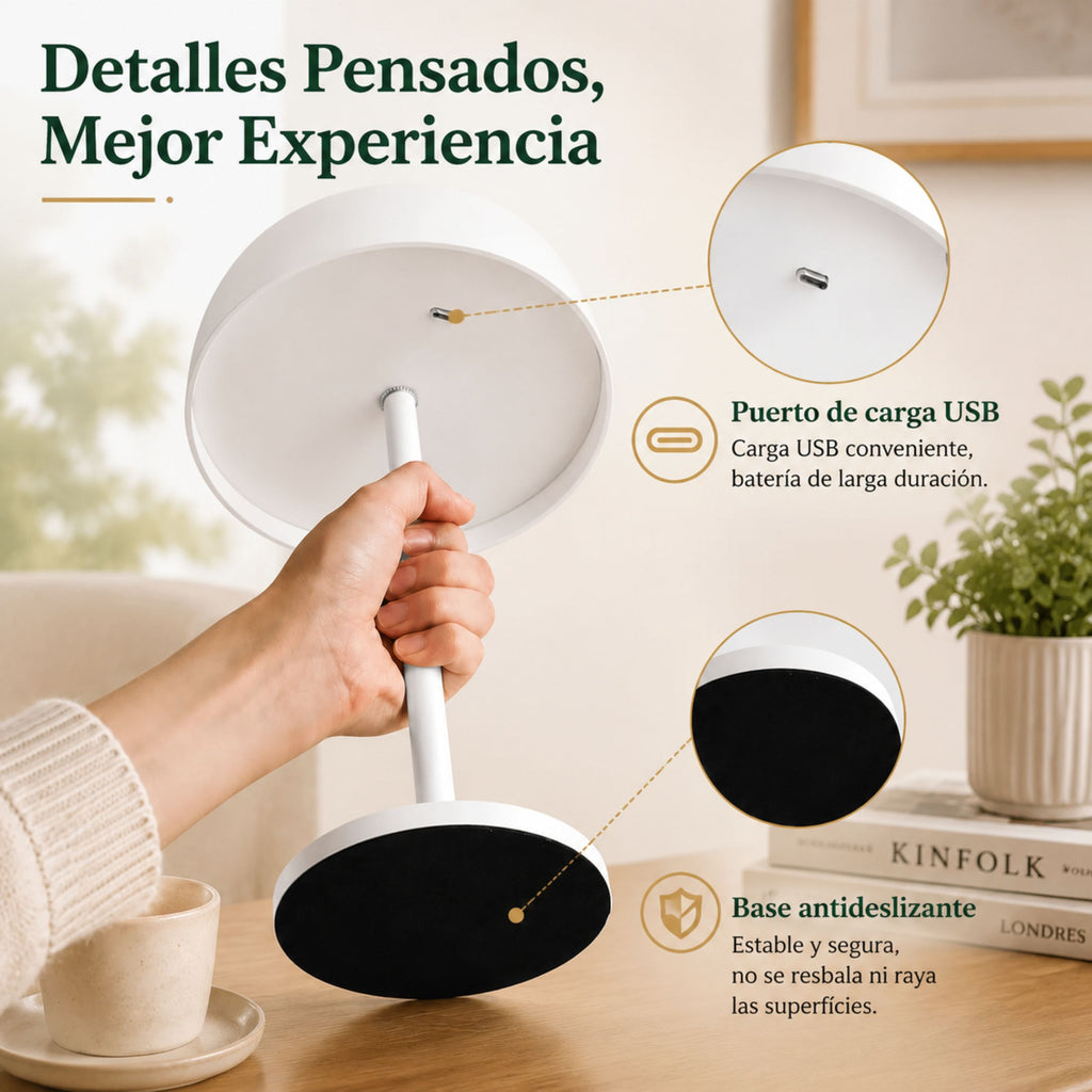 Lámpara de Mesa y Buró Hongo Portátil