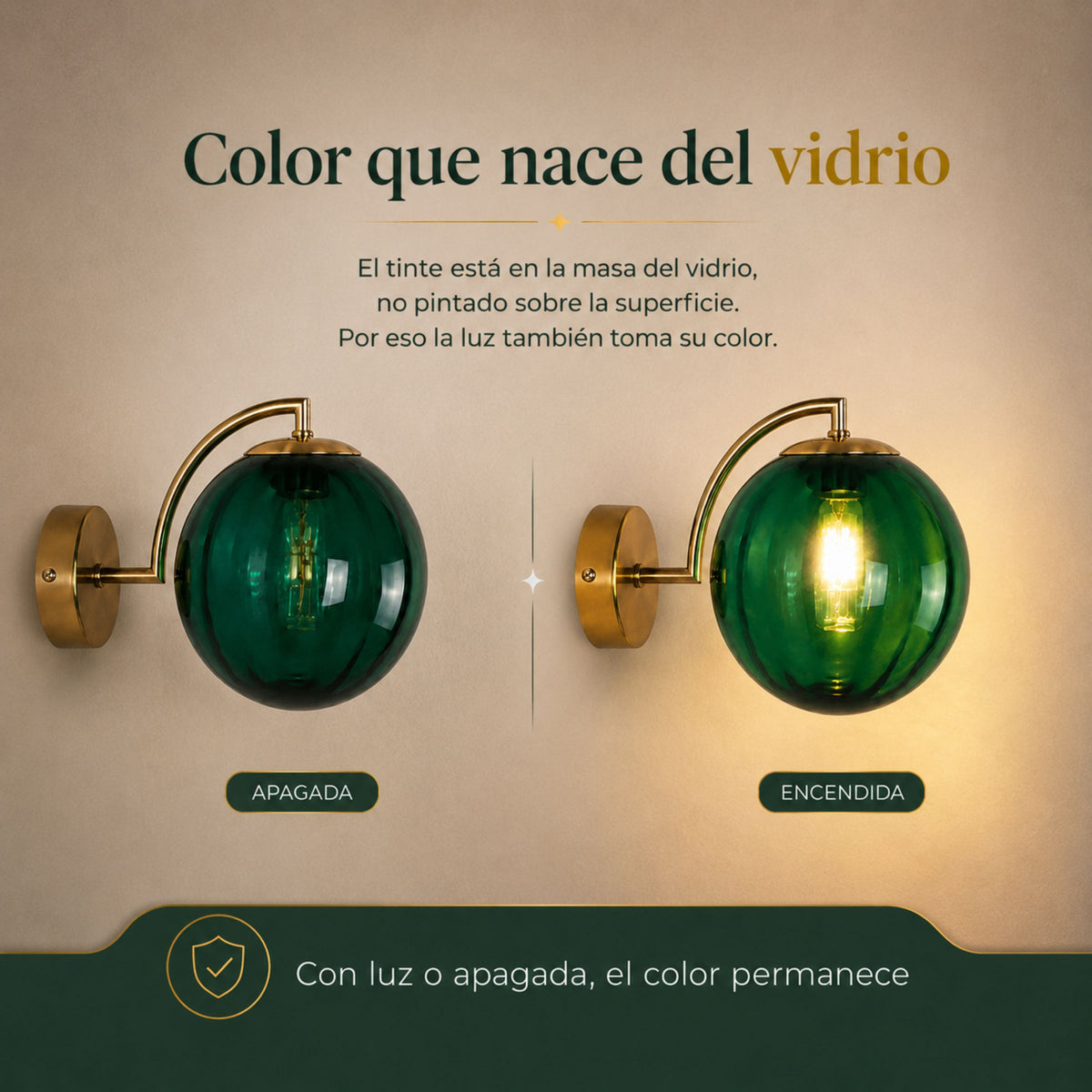 Lámpara de Pared Ámbar en Cristal Tintado