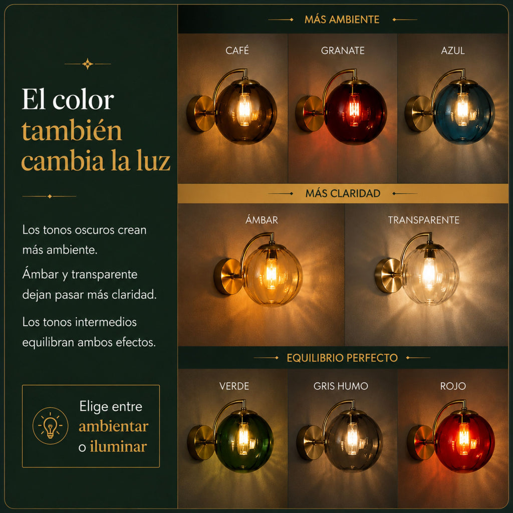 Lámpara de Pared Ámbar en Cristal Tintado