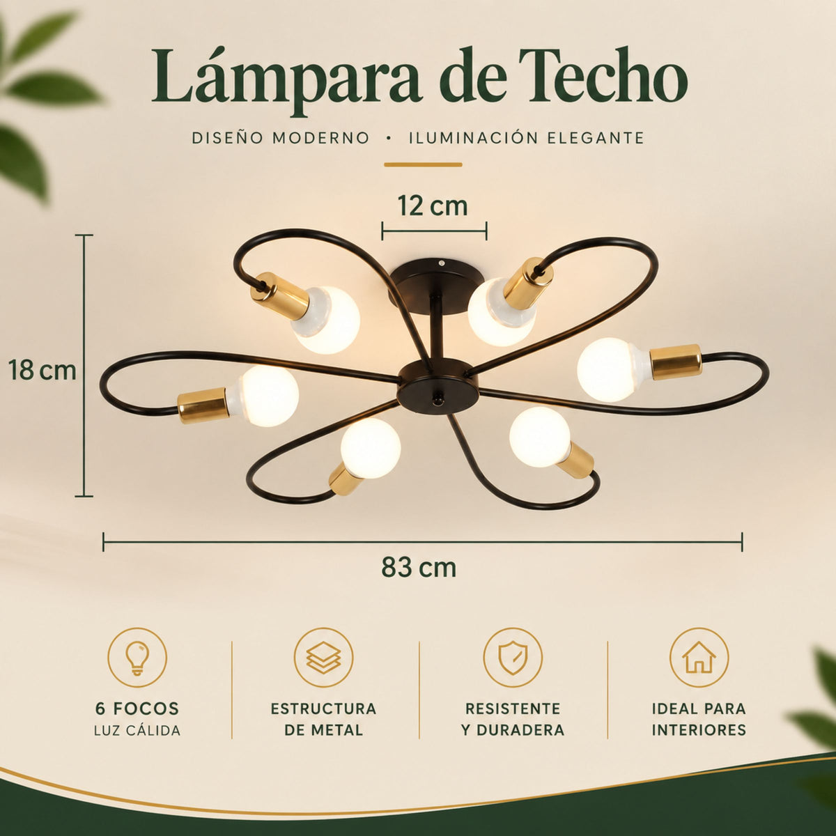 Lámpara de Techo Moderna Molécula de 6 u 8 Luces