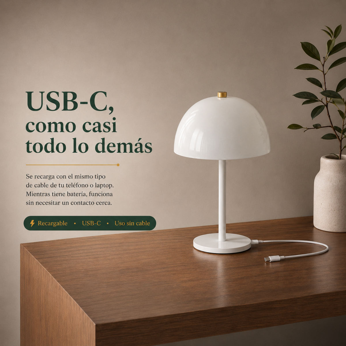 Lámpara de Mesa y Buró Hongo Portátil