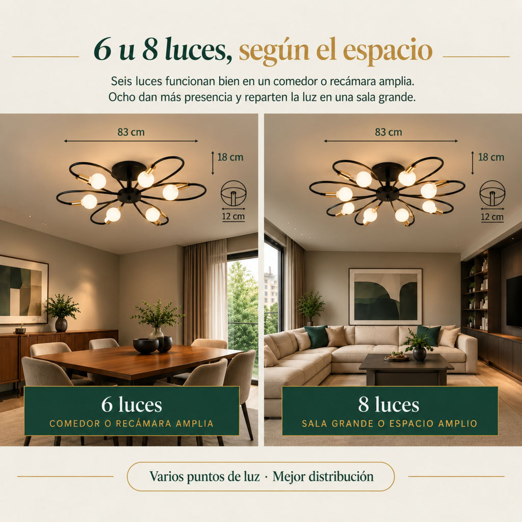Lámpara de Techo Moderna Molécula de 6 u 8 Luces