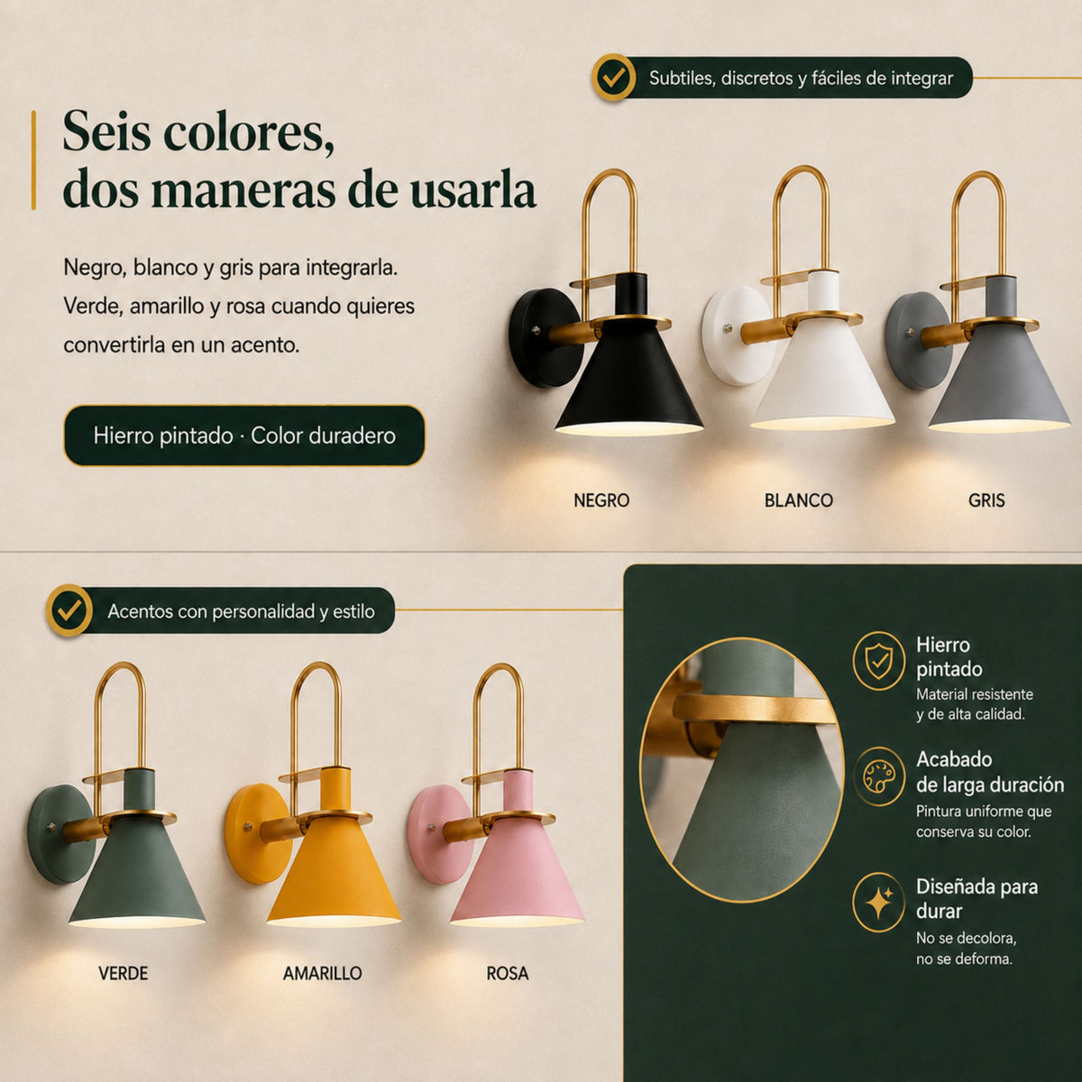 Lámpara de Pared Trazo en Hierro Pintado