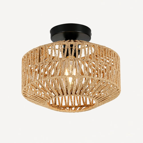 Lámpara colgante Tejida en bambú natural para comedor