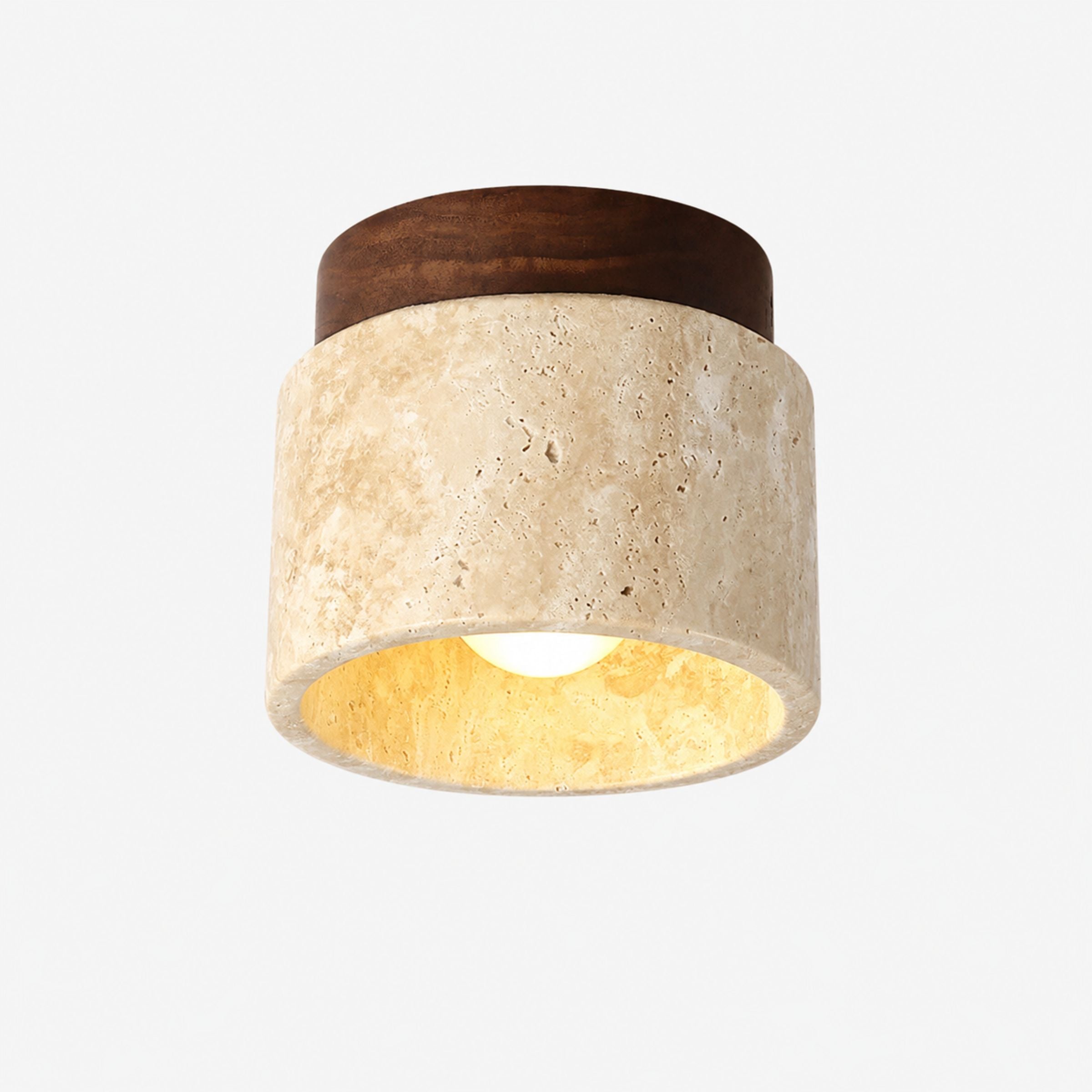 Lámpara de techo Kioto en yeso y madera para sala