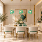 Lámpara colgante de cobre y cristal de estilo vintage para sala