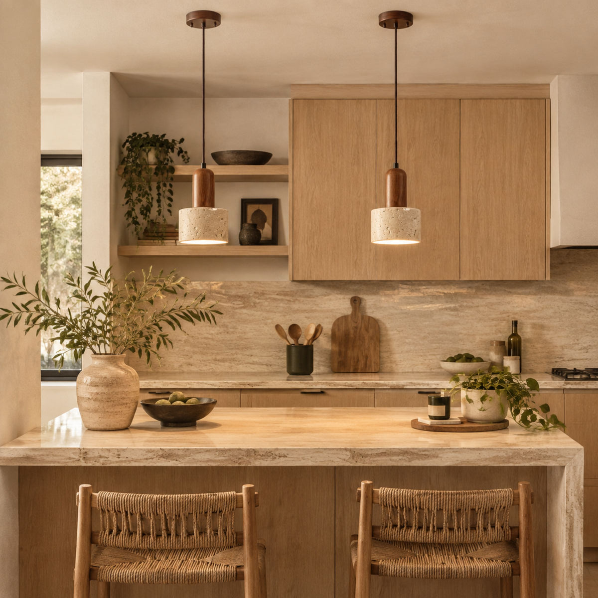 Lámpara colgante de piedra natural para cocina y recámara