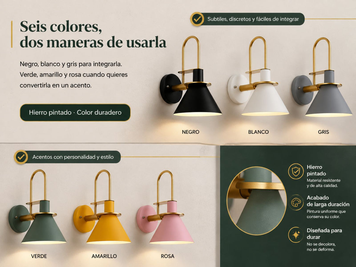 Seis colores de pintura.