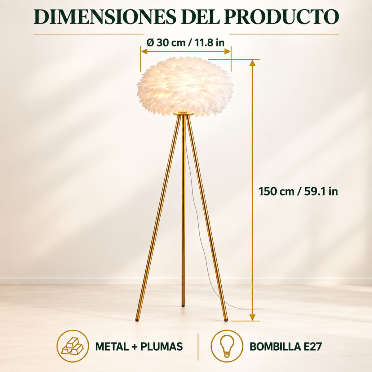 Lámpara de Piso para Sala Trípode