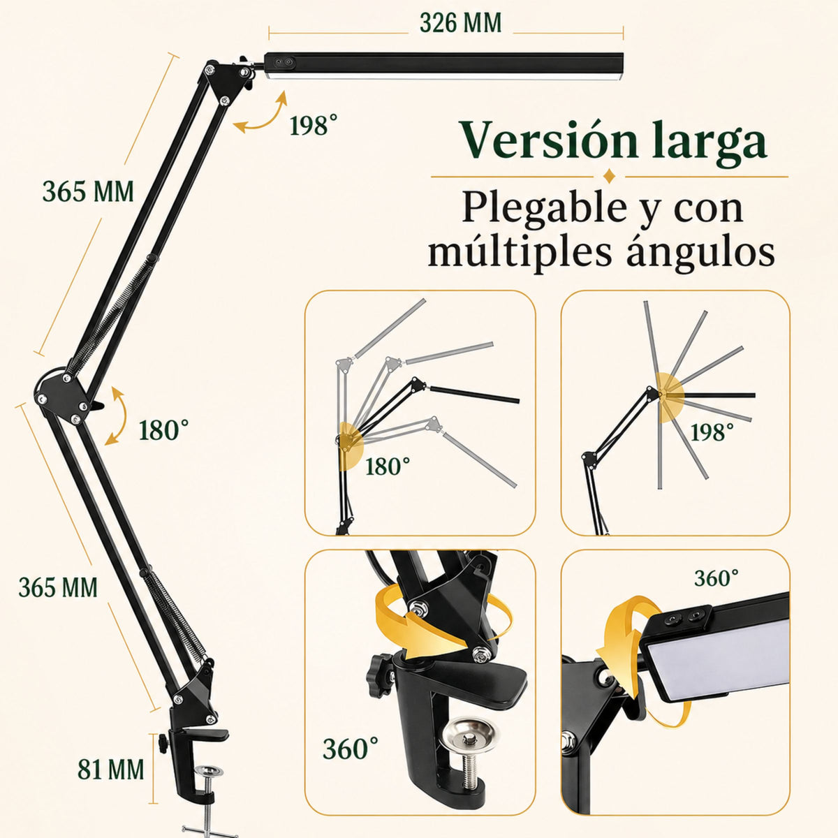 Lámpara de Escritorio LED Taller con Pinza