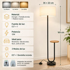 Lámpara de Piso para Sala Repisa con Mesa Auxiliar