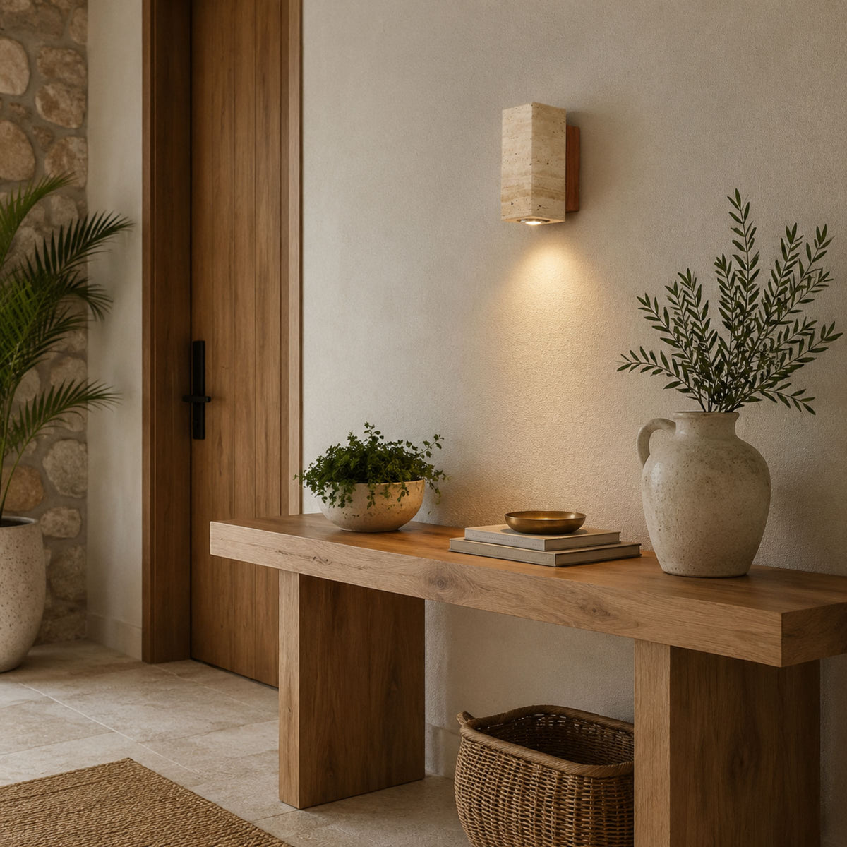Lámpara de pared Travertino, detalle del mármol amarillo