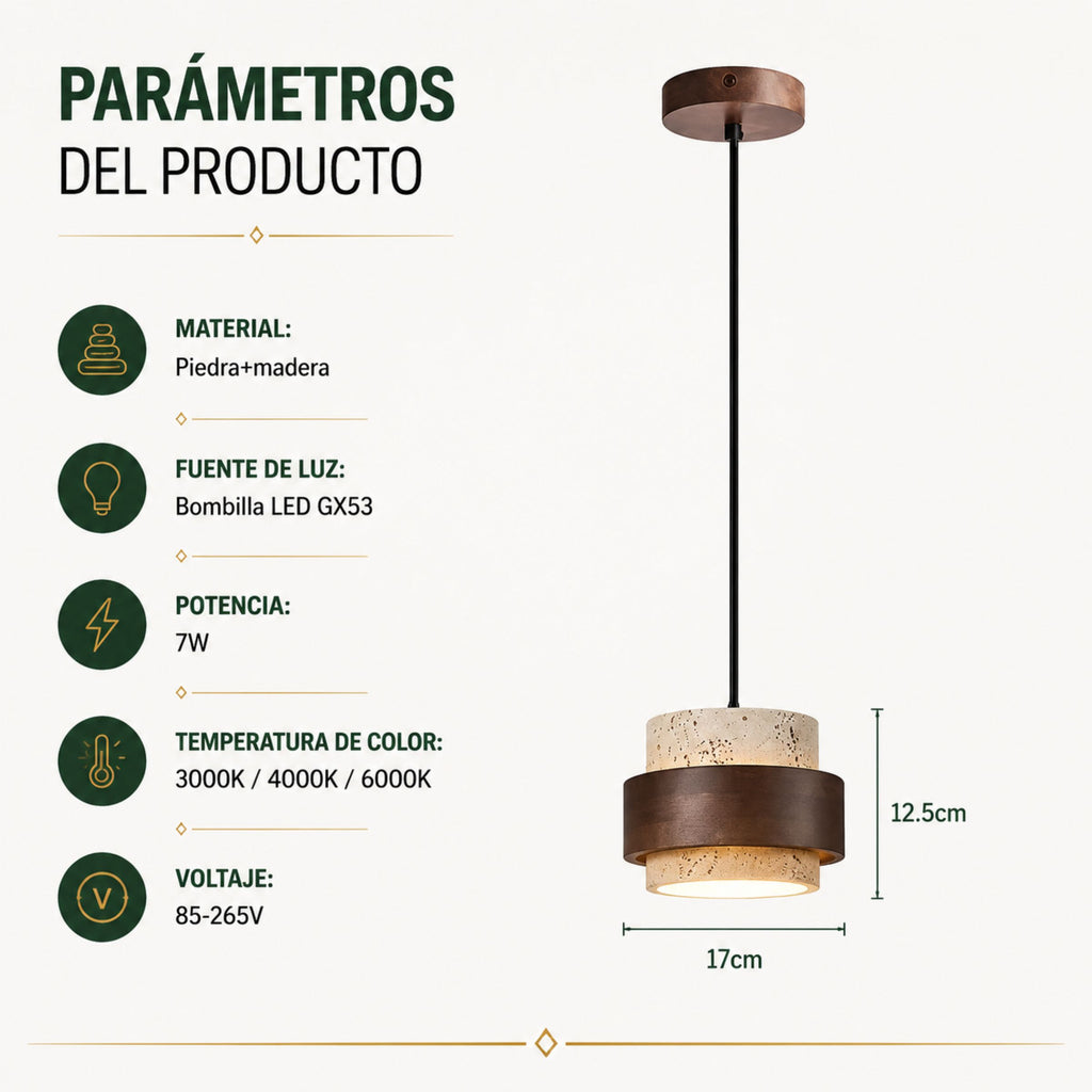 Lámpara Colgante para Comedor Nogal