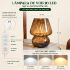Lámpara de Mesa y Buró Hongo de Cristal