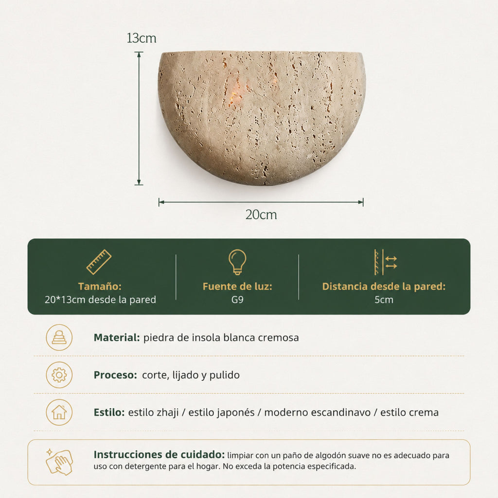 Lámpara de Pared Cantera en Piedra Natural