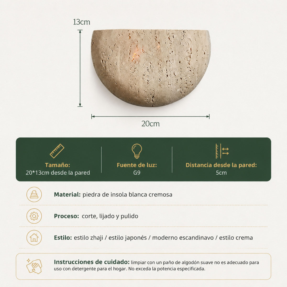 Lámpara de Pared Cantera en Piedra Natural