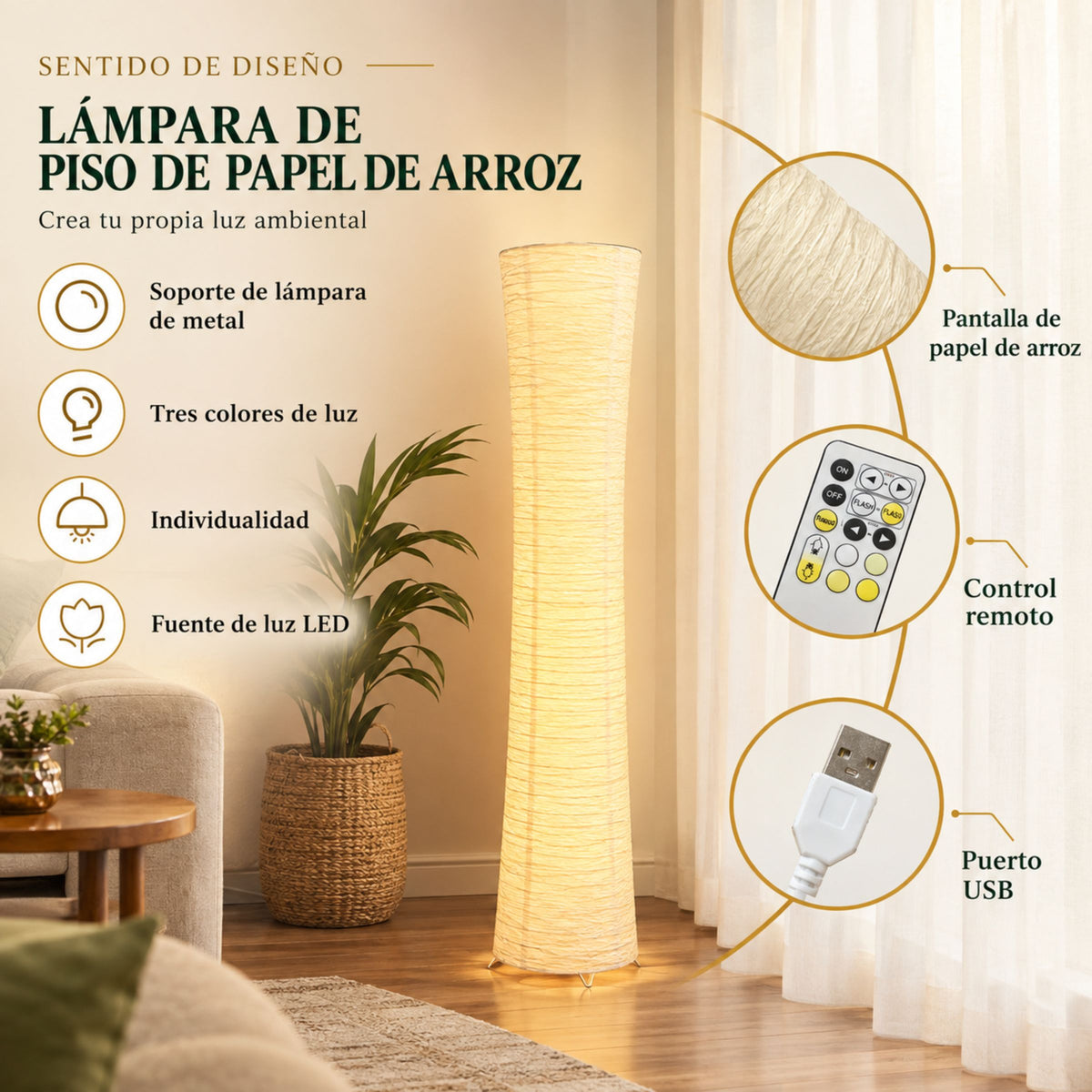 Lámpara de Piso para Sala Linterna