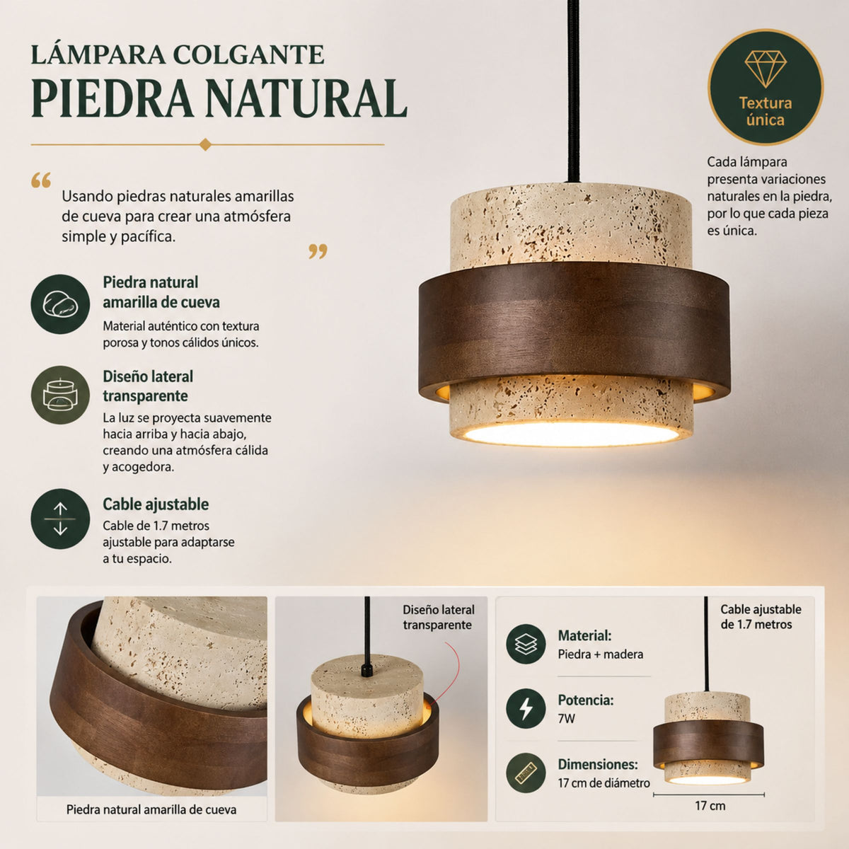Lámpara Colgante para Comedor Nogal