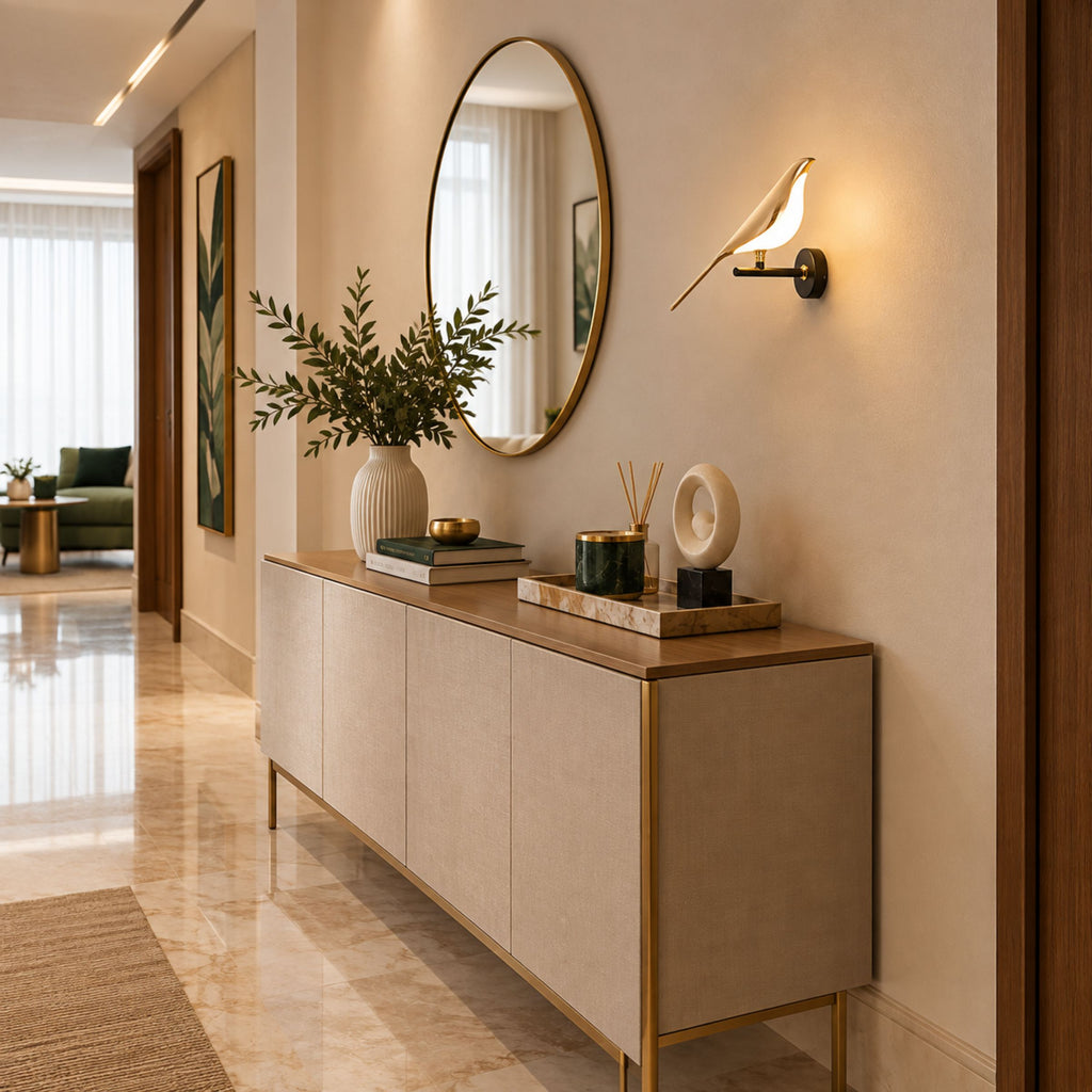 Lámpara de pared Céfiro en aluminio dorado de estilo art déco