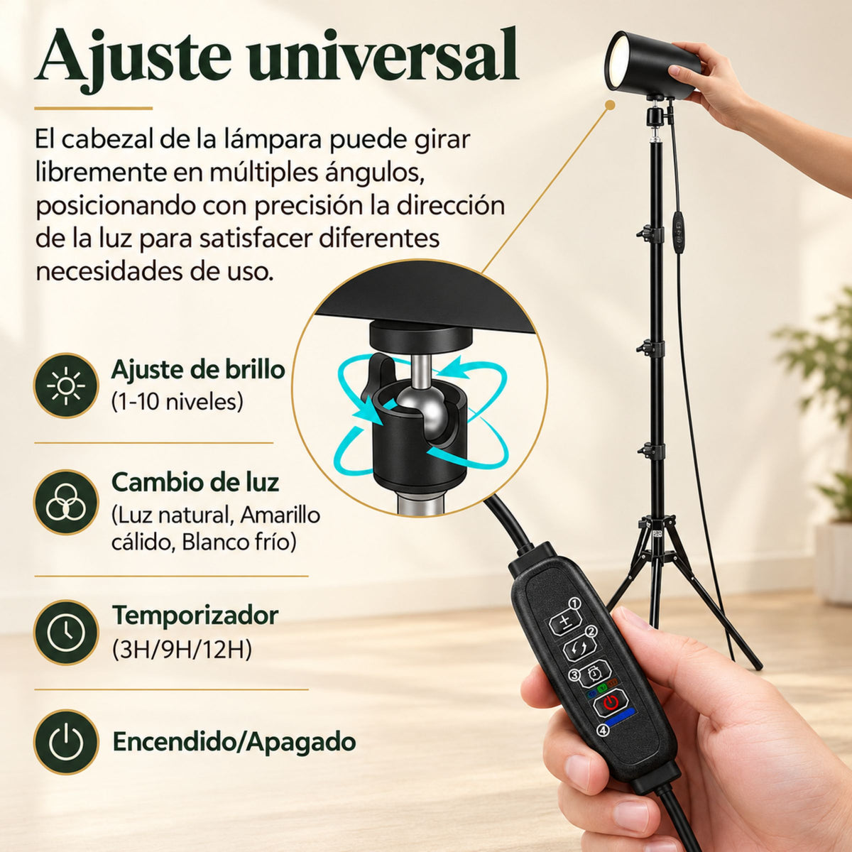 Lámpara de Piso para Sala Caña Flexible