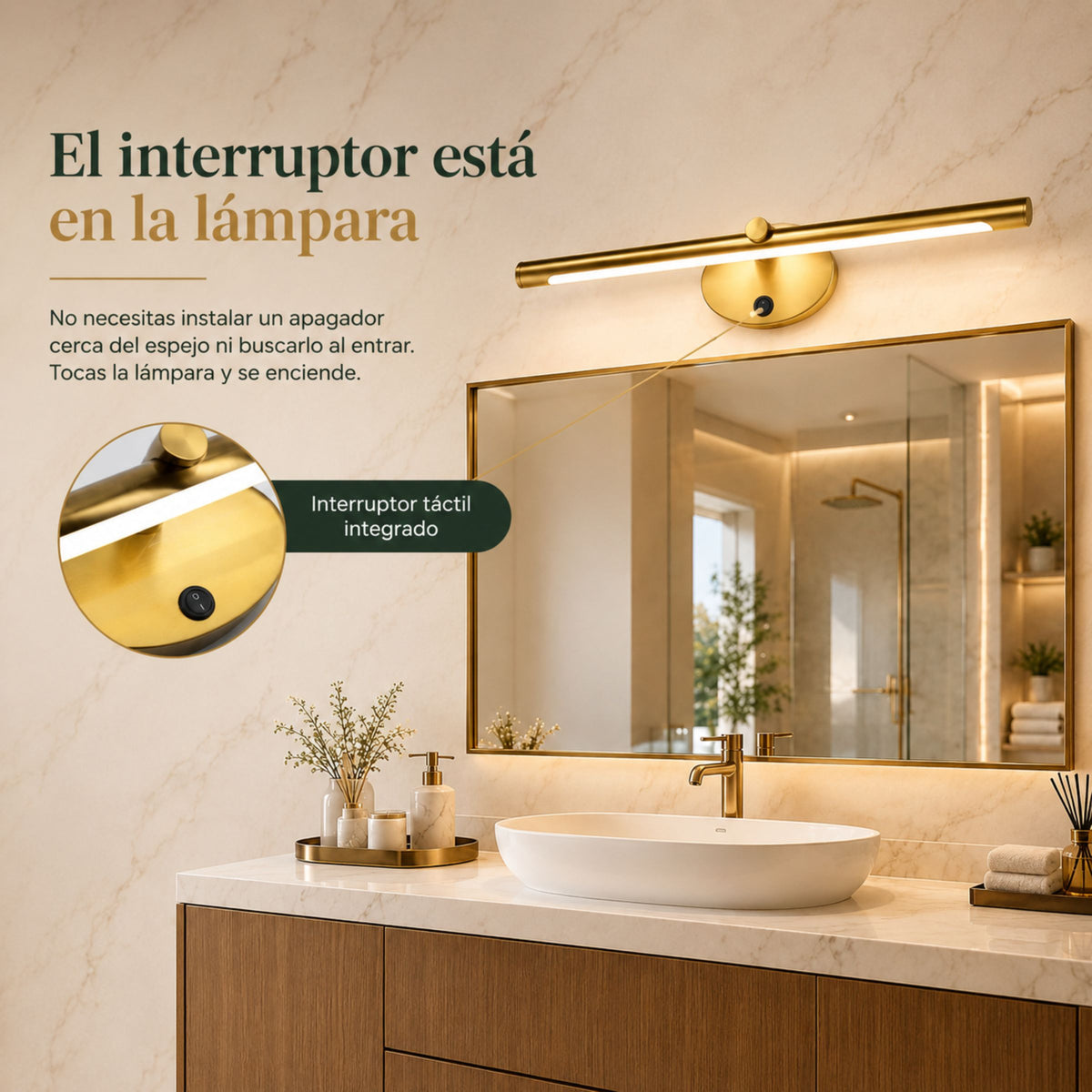 Lámpara para Espejo Reflejo con Interruptor Táctil