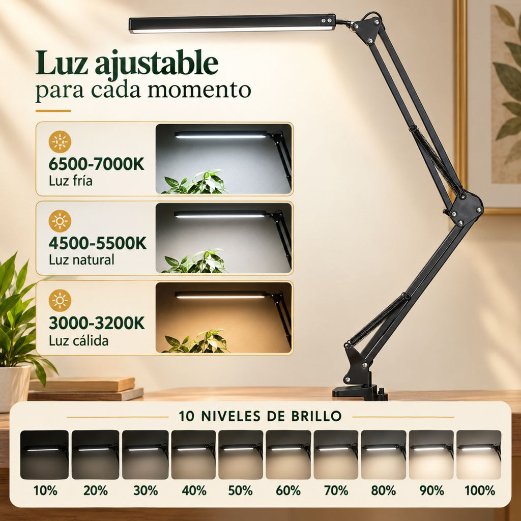 Lámpara de Escritorio LED Taller con Pinza