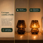 Lámpara de Mesa y Buró Hongo de Cristal
