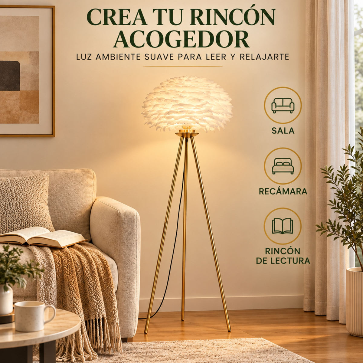 Lámpara de Piso para Sala Trípode