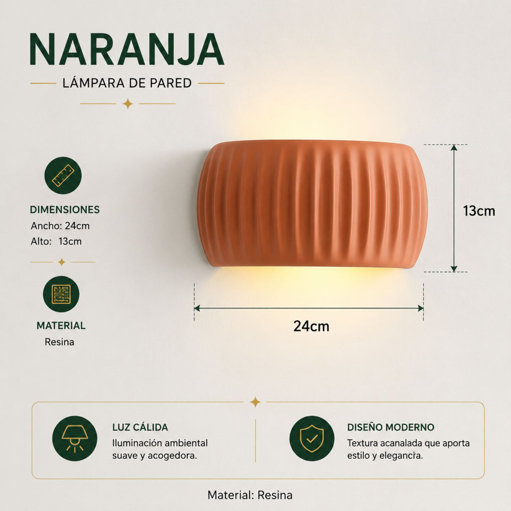 Lámpara de Pared Onda en Resina Acanalada