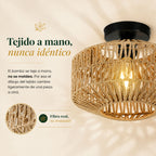 Lámpara Colgante de Mimbre Tejida