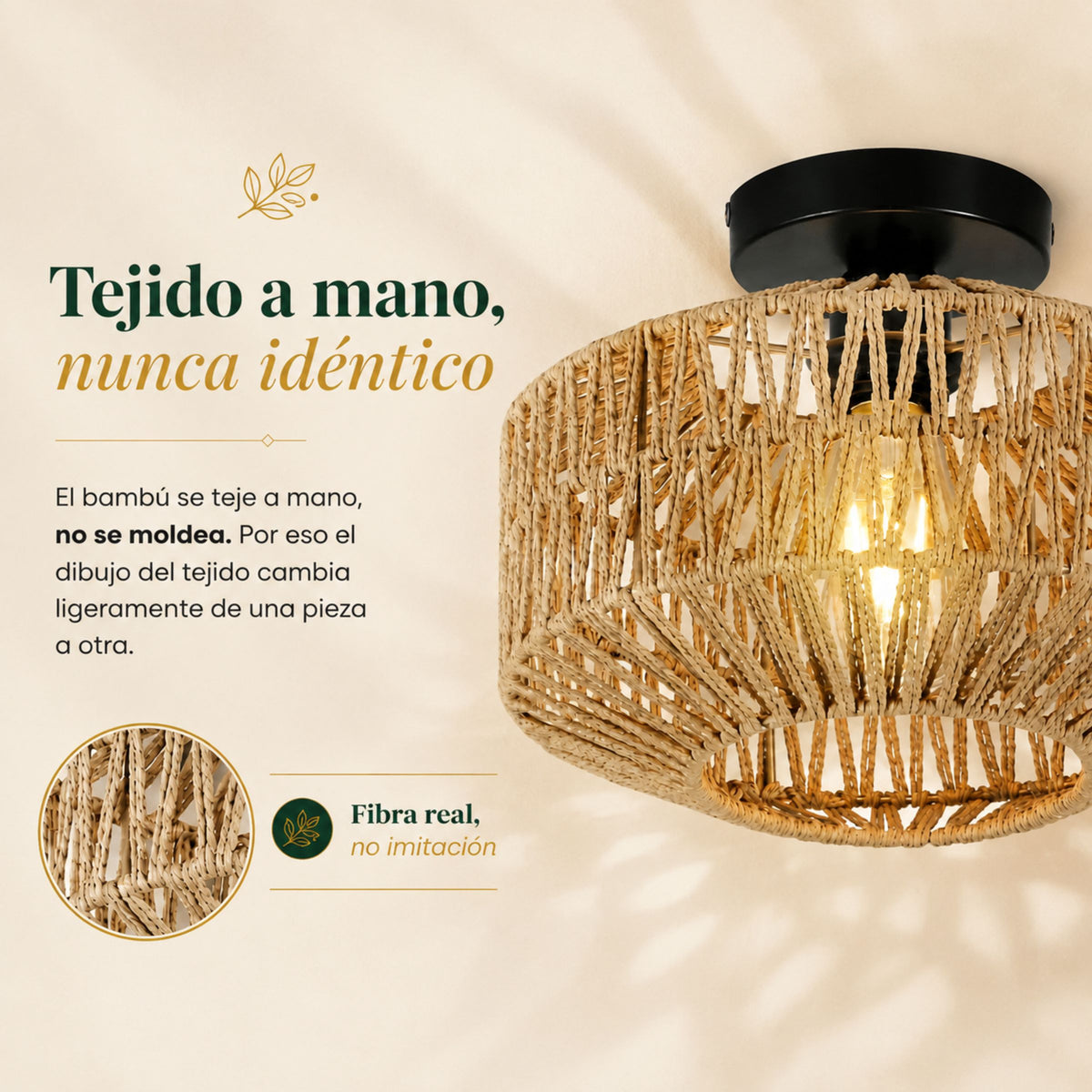 Lámpara Colgante de Mimbre Tejida