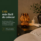 Lámpara de Mesa y Buró Hongo de Cristal