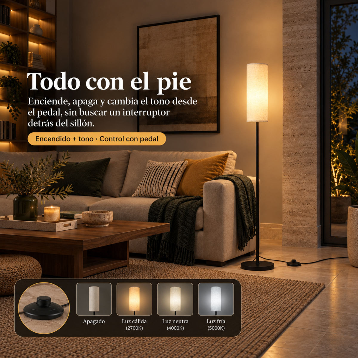 Lámpara de Piso para Sala Sereno