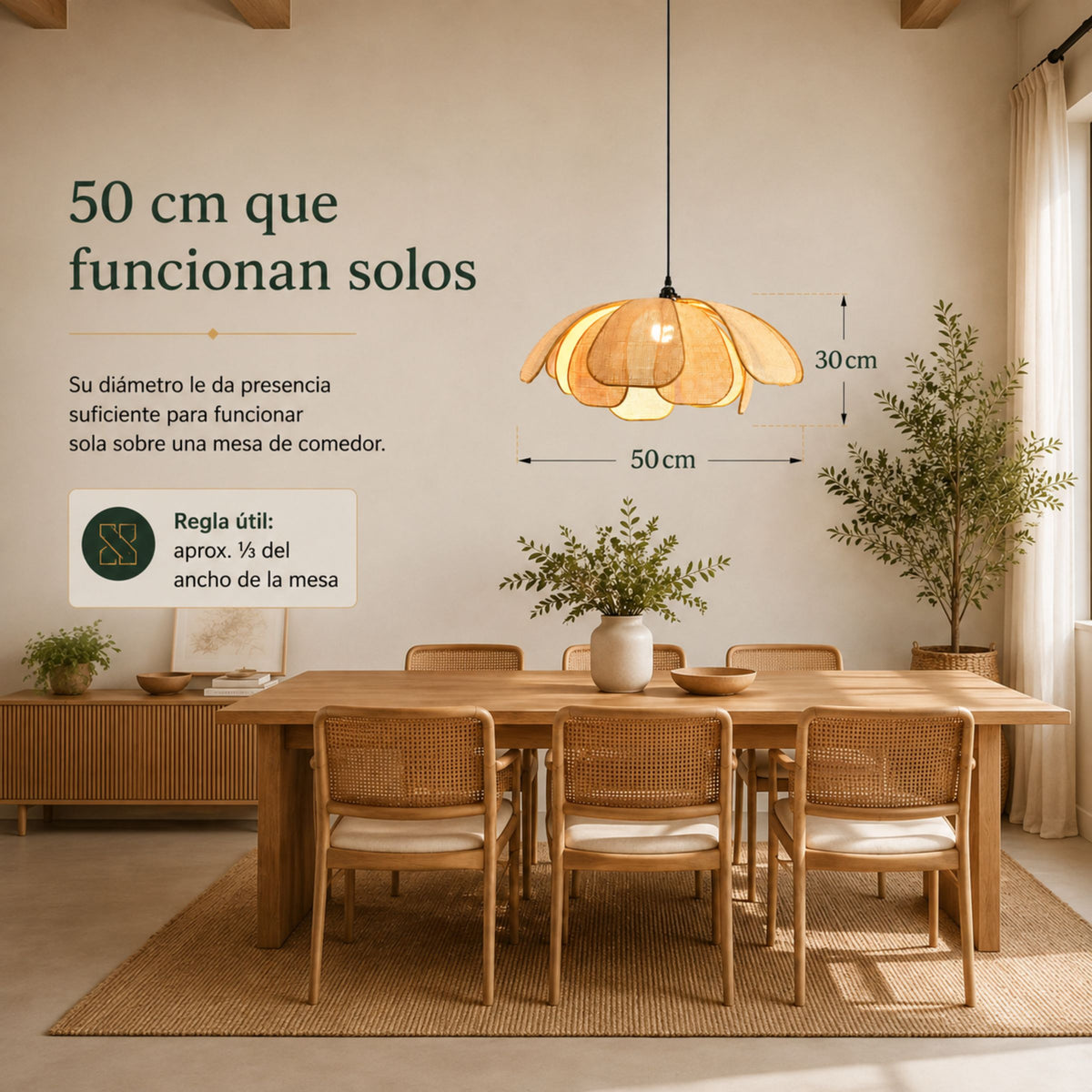 Lámpara Colgante de Mimbre Pétalo