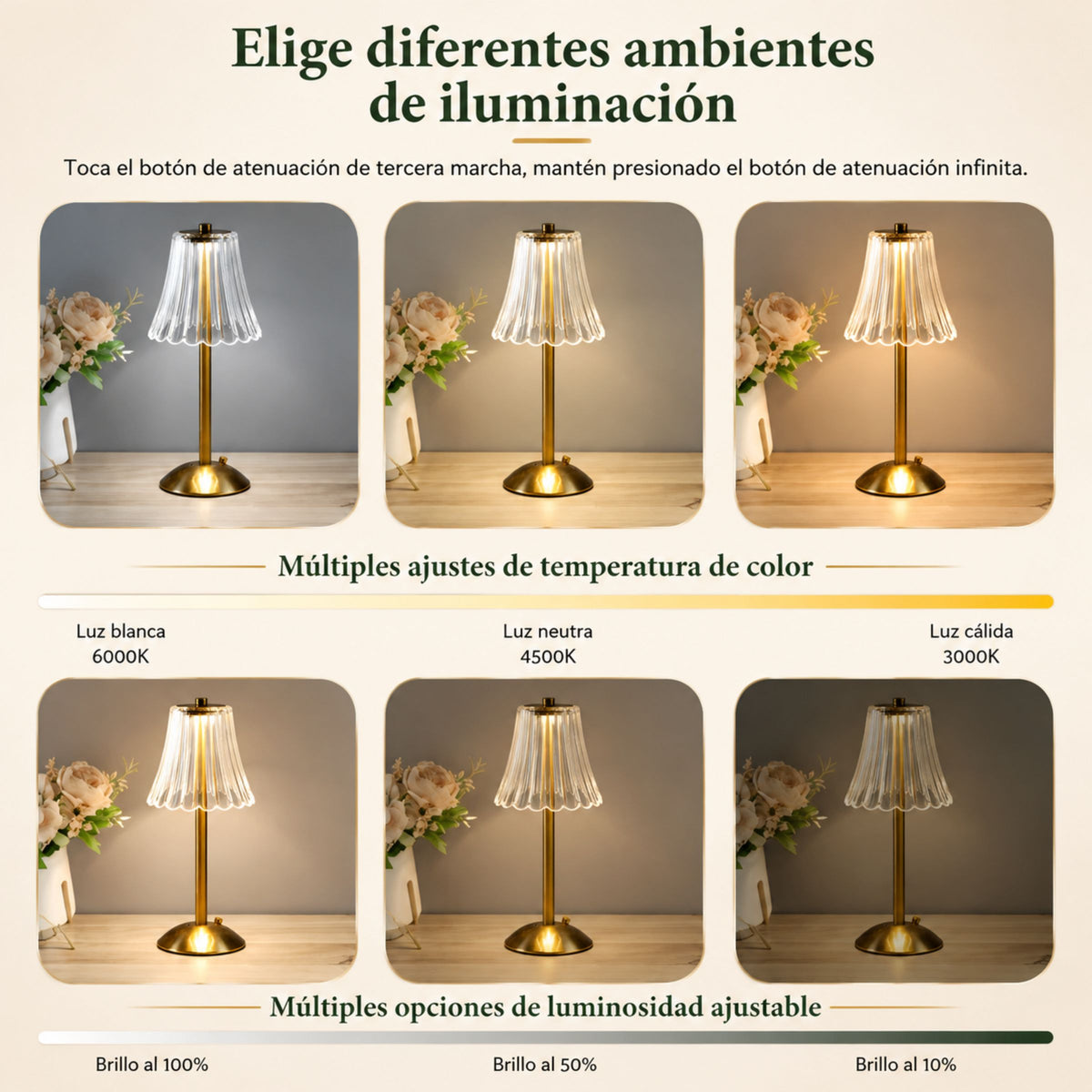 Lámpara de Mesa y Buró Dalia