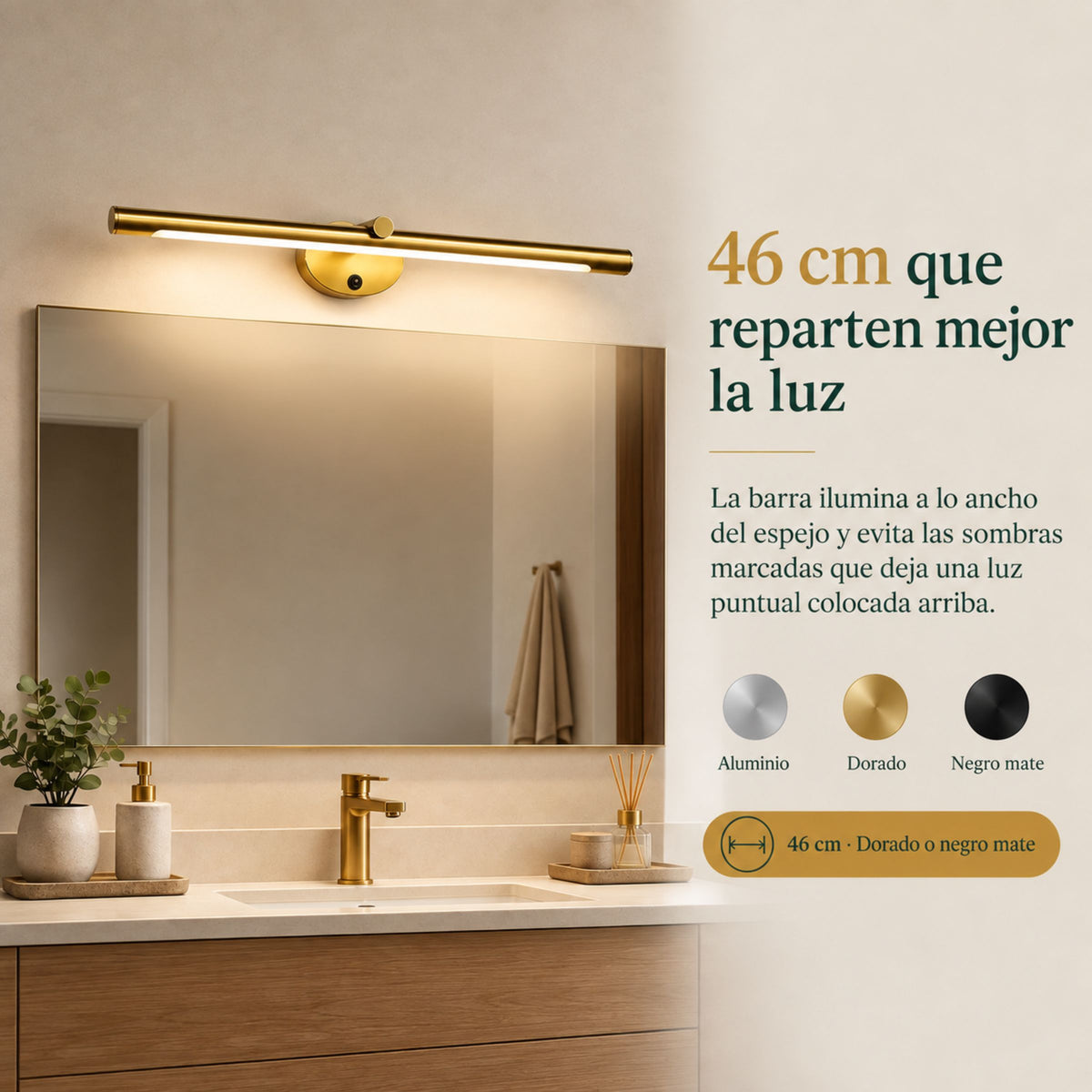 Lámpara para Espejo Reflejo con Interruptor Táctil