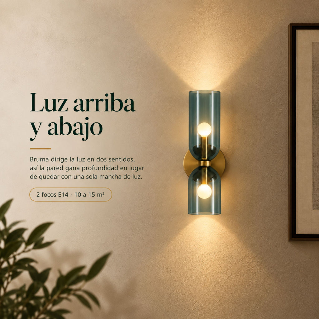 Lámpara de Pared Bruma en Cristal y Cobre