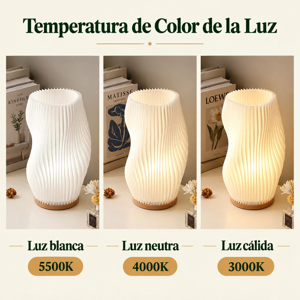 Lámpara de Mesa y Buró de Noche Crema